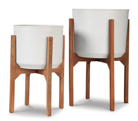 Dorcey Planter;White/Brown