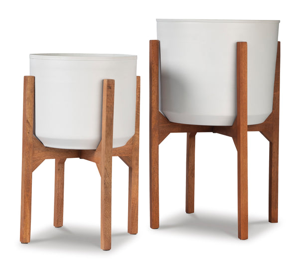 Dorcey Planter;White/Brown