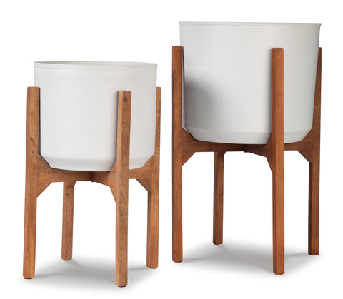 Dorcey Planter;White/Brown