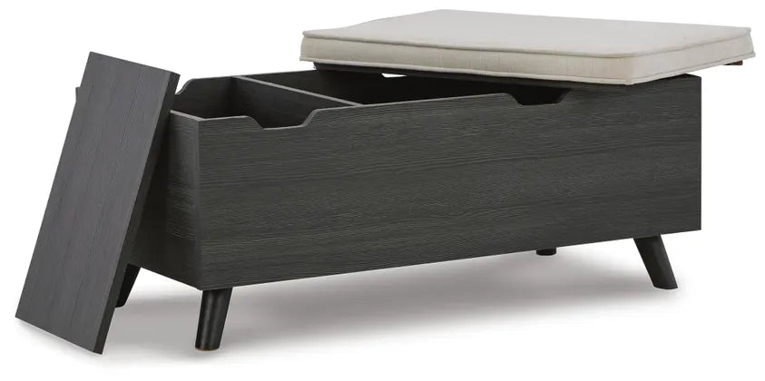 Yarlow Storage Bench;Linen/Gray