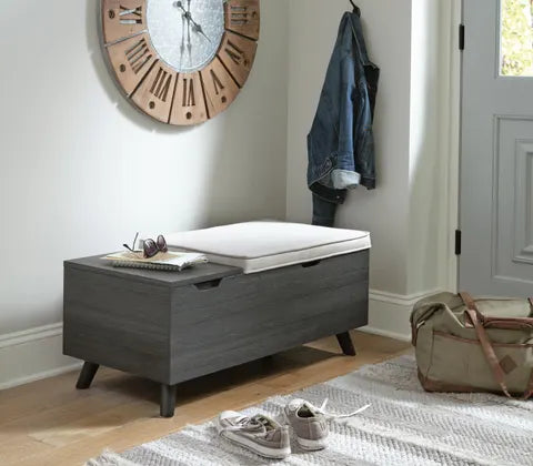 Yarlow Storage Bench;Linen/Gray