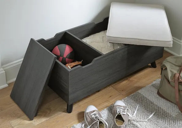 Yarlow Storage Bench;Linen/Gray