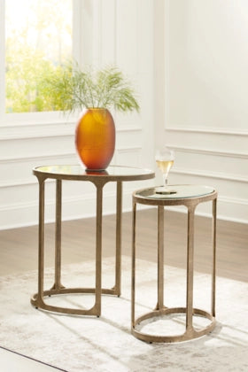 Irmaleigh Accent Table (Set of 2);Antique Gold Finish