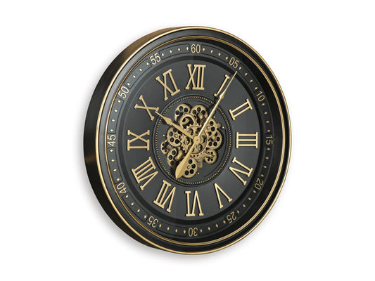Dairton Wall Clock;Black/Gold Finish