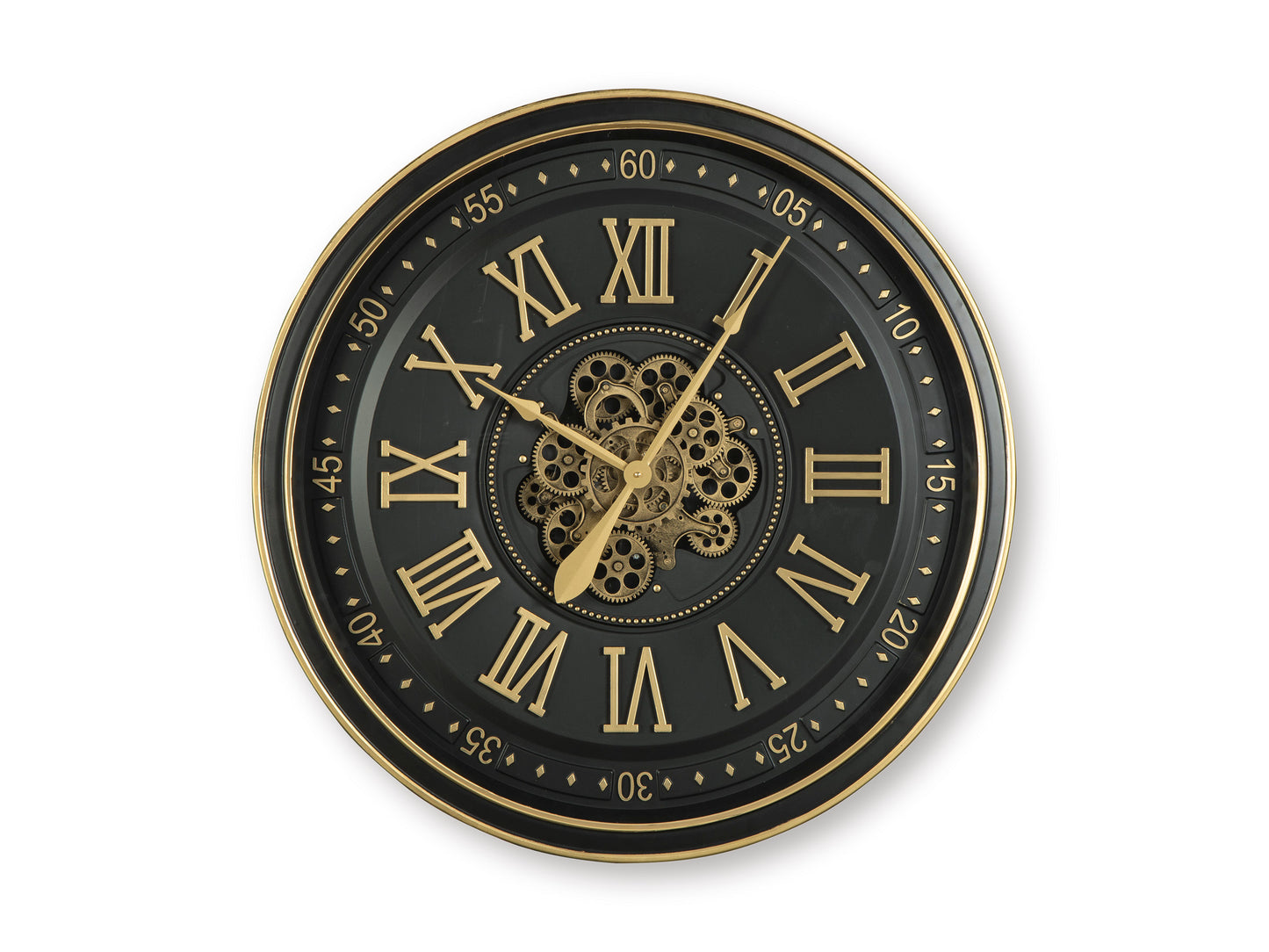 Dairton Wall Clock;Black/Gold Finish