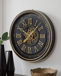Dairton Wall Clock;Black/Gold Finish