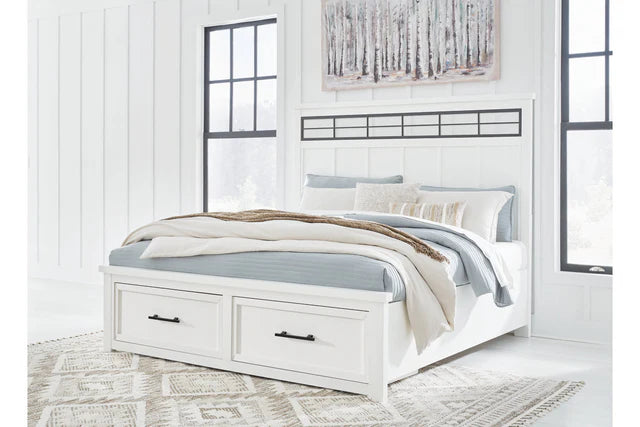Ashbryn Queen Bedroom Set; White/Natural