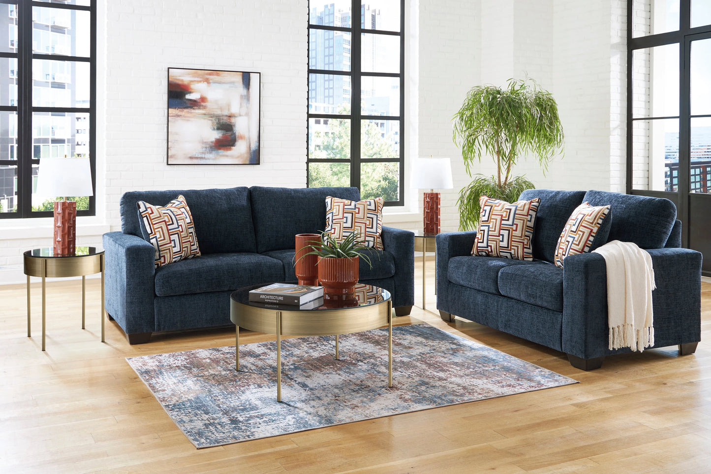 Aviemore Sofa and Loveseat; Ink