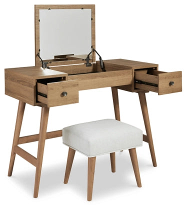 Thadamere Vanity/UPH Stool (2/CN);Light Brown(