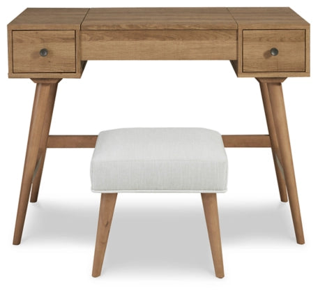 Thadamere Vanity/UPH Stool (2/CN);Light Brown