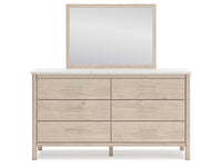 Cadmori King Upholstered Panel Bed with Mirrored Dresser, Chest and Nightstand; Brown
