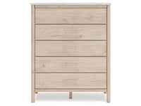 Cadmori King Upholstered Panel Bed with Mirrored Dresser, Chest and Nightstand; Brown