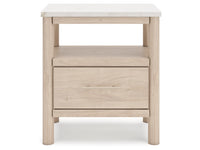 Cadmori King Upholstered Panel Bed with Mirrored Dresser, Chest and Nightstand; Brown