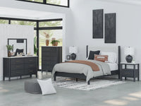 Fargenta Queen Panel Bed; Black/White