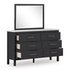 Fargenta Six Drawer Dresser and Mirror; Black/White