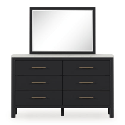 Fargenta King Upholstered Panel Bed with Mirrored Dresser, Chest and Nightstand;BLACK/WHITE