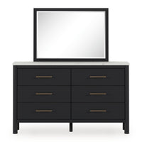 Fargenta King Upholstered Panel Bed with Mirrored Dresser, Chest and Nightstand;BLACK/WHITE