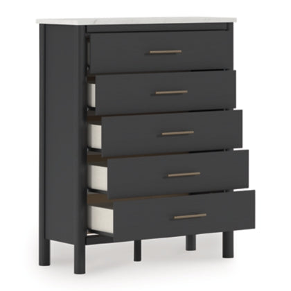 Fargenta Five Drawer Chest; Black/White