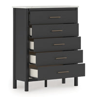 Fargenta Five Drawer Chest; Black/White