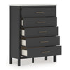 Fargenta Five Drawer Chest; Black/White