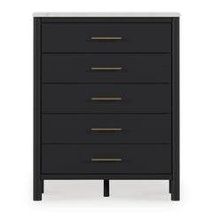 Fargenta Five Drawer Chest; Black/White