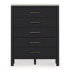 Fargenta Five Drawer Chest; Black/White