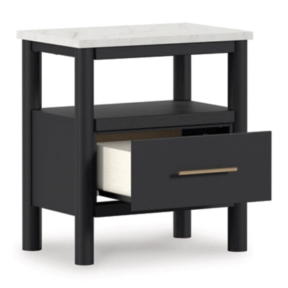 Fargenta One Drawer Night Stand; Black/White