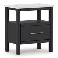 Fargenta One Drawer Night Stand; Black/White