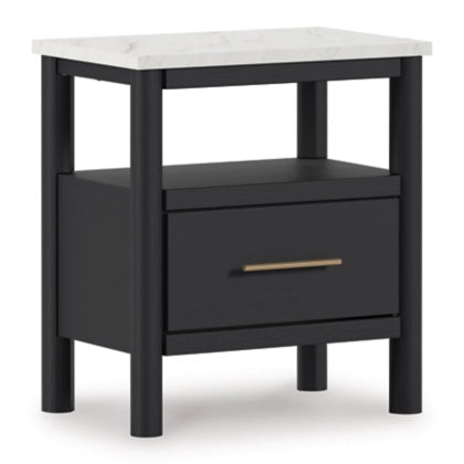 Fargenta One Drawer Night Stand; Black/White