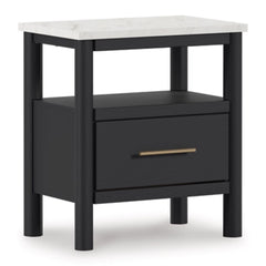 Fargenta One Drawer Night Stand; Black/White