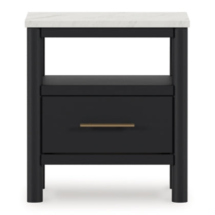 Fargenta Queen Upholstered Panel Bed with Mirrored Dresser, Chest and Nightstand;BLACK/WHITE