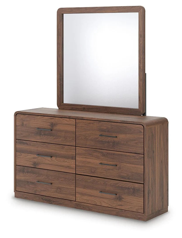 Hollinaze Dresser and Mirror;Walnut Mirror