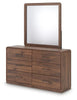 Hollinaze Dresser and Mirror;Walnut Mirror