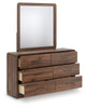 Hollinaze Dresser and Mirror;Walnut Mirror