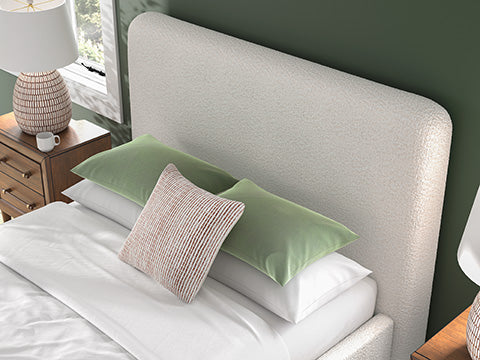 Whittgate Queen Upholstered Bed with Roll Slats;Beige