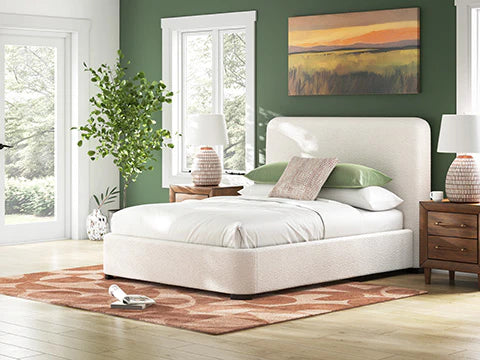 Whittgate Queen Upholstered Bed with Roll Slats;Beige