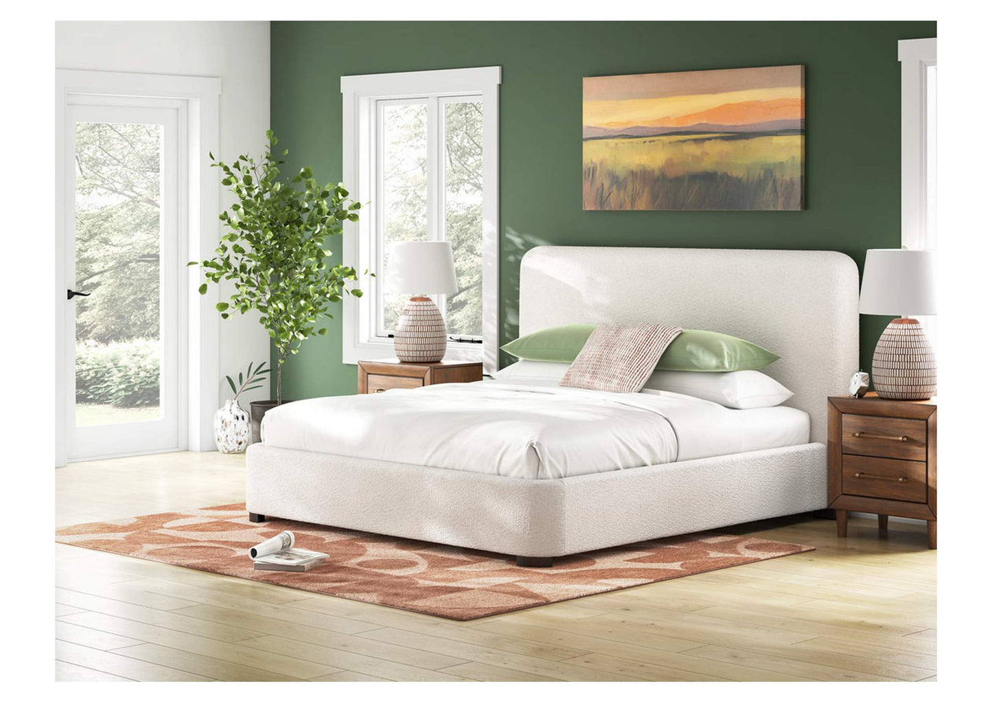 Whittgate King UPH Bed w/Roll Slats; Beige