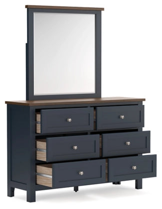 Landocken Dresser and Mirror;Brown/Blue