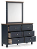 Landocken Dresser and Mirror;Brown/Blue