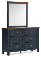 Landocken Dresser and Mirror;Brown/Blue