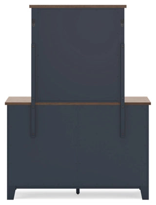 Landocken Dresser and Mirror;Brown/Blue