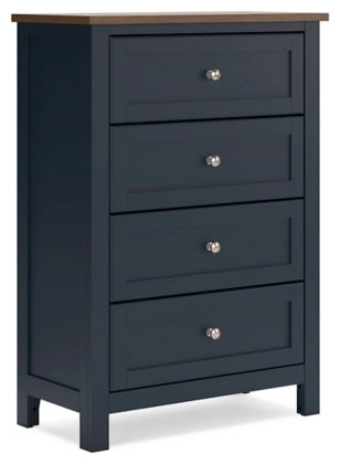 Landocken Four Drawer Chest;Brown/Blue