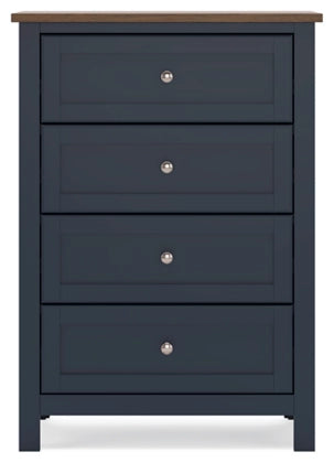 Landocken Four Drawer Chest;Brown/Blue
