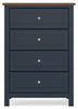 Landocken Four Drawer Chest;Brown/Blue