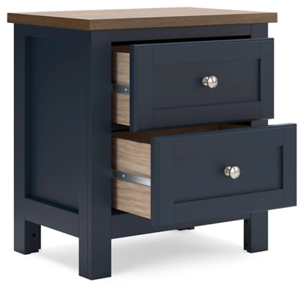 Landocken Two Drawer Night Stand;Brown/Blue