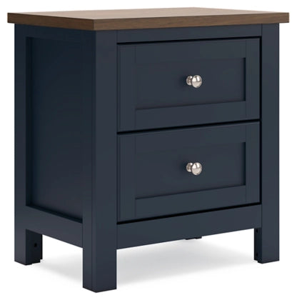 Landocken Two Drawer Night Stand;Brown/Blue