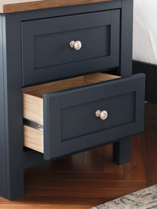Landocken Two Drawer Night Stand;Brown/Blue