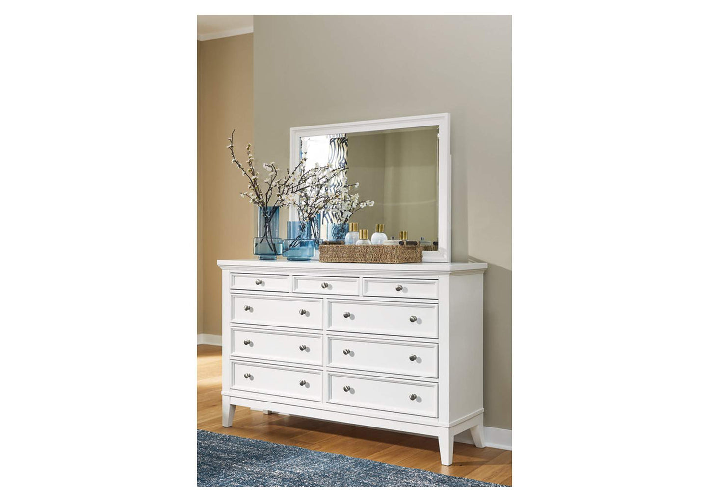 Trulani Dresser and Mirror;White