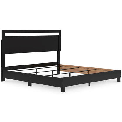 KING PANEL BED-KASTEINER;SOLID BLACK
