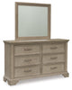 Vallardia Dresser and Mirror;Light Grayish Brown